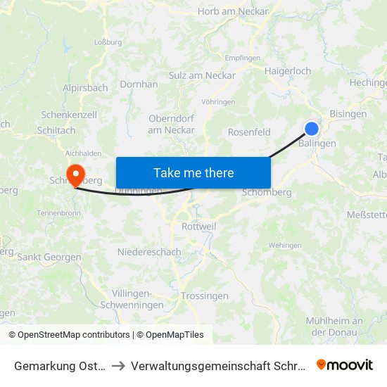 Gemarkung Ostdorf to Verwaltungsgemeinschaft Schramberg map