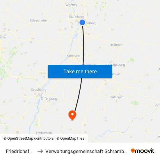 Friedrichsfeld to Verwaltungsgemeinschaft Schramberg map