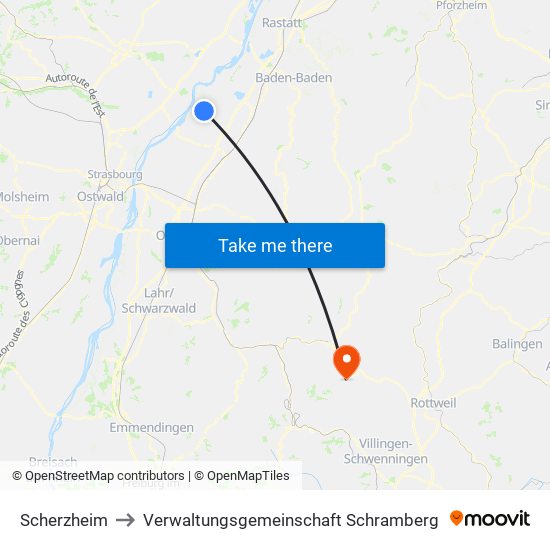 Scherzheim to Verwaltungsgemeinschaft Schramberg map