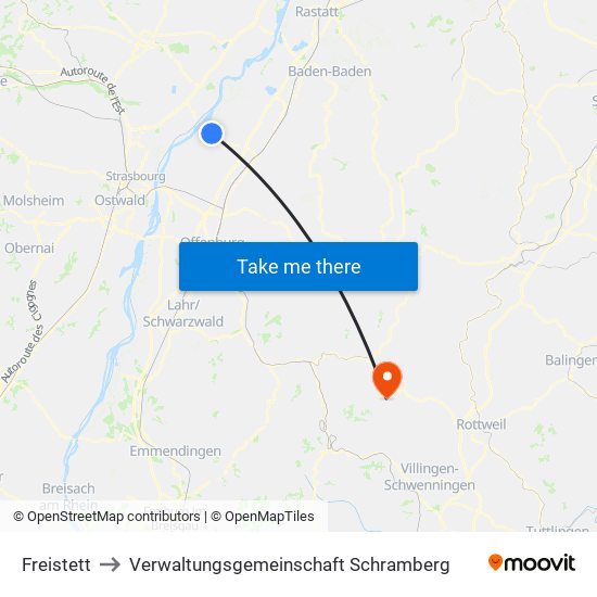 Freistett to Verwaltungsgemeinschaft Schramberg map