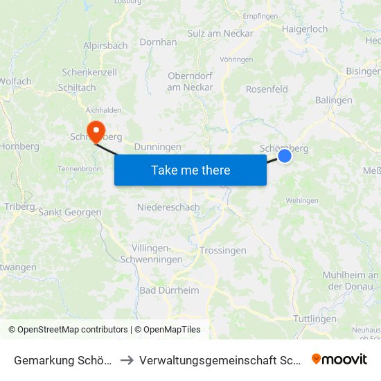 Gemarkung Schömberg to Verwaltungsgemeinschaft Schramberg map