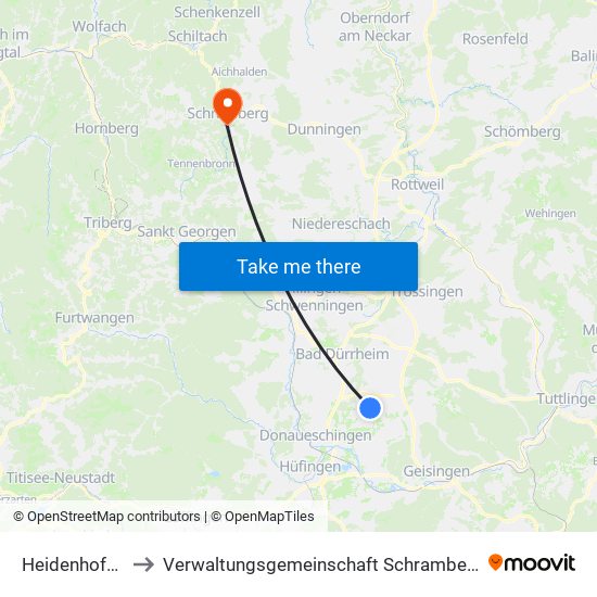 Heidenhofen to Verwaltungsgemeinschaft Schramberg map