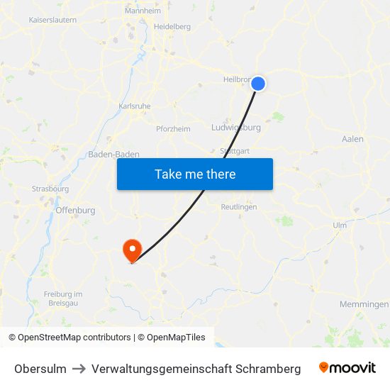Obersulm to Verwaltungsgemeinschaft Schramberg map
