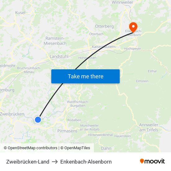 Zweibrücken-Land to Enkenbach-Alsenborn map