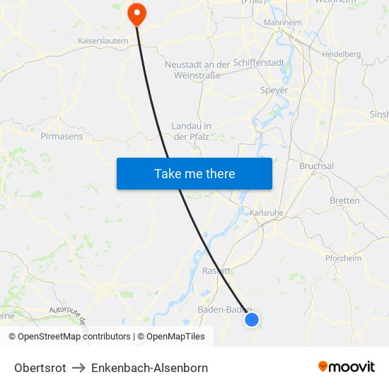 Obertsrot to Enkenbach-Alsenborn map