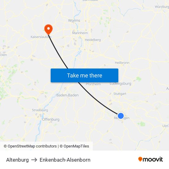 Altenburg to Enkenbach-Alsenborn map