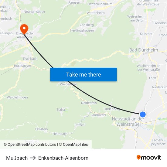 Mußbach to Enkenbach-Alsenborn map