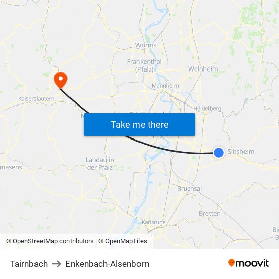 Tairnbach to Enkenbach-Alsenborn map