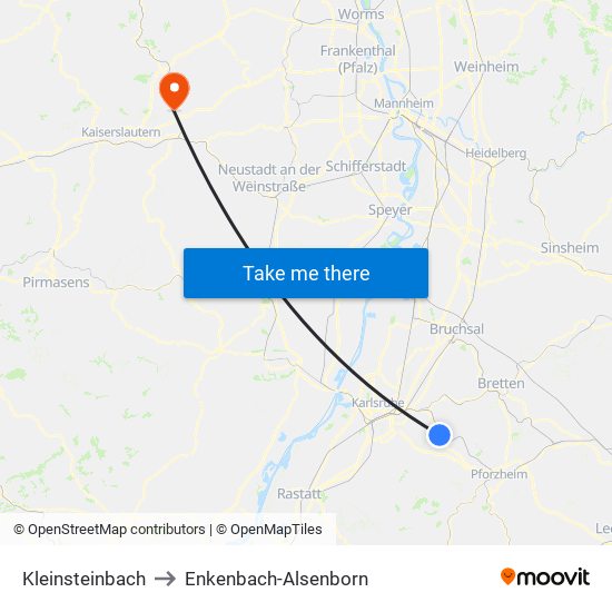 Kleinsteinbach to Enkenbach-Alsenborn map