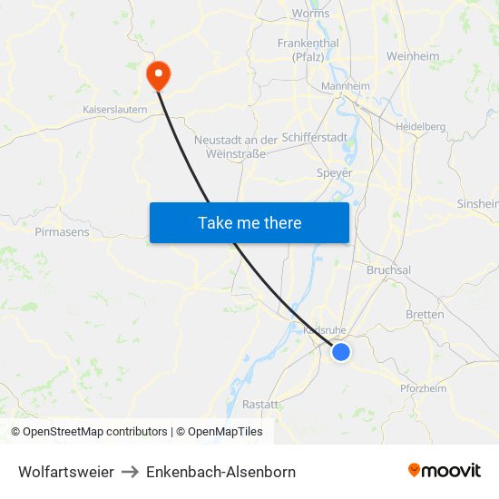 Wolfartsweier to Enkenbach-Alsenborn map