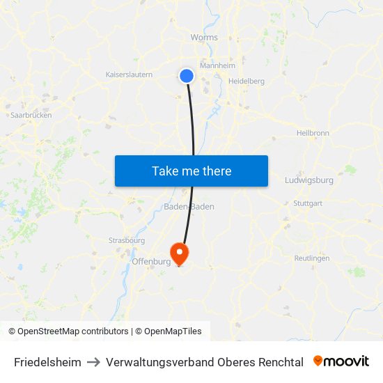 Friedelsheim to Verwaltungsverband Oberes Renchtal map