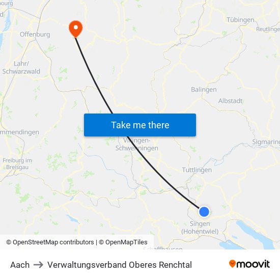 Aach to Verwaltungsverband Oberes Renchtal map