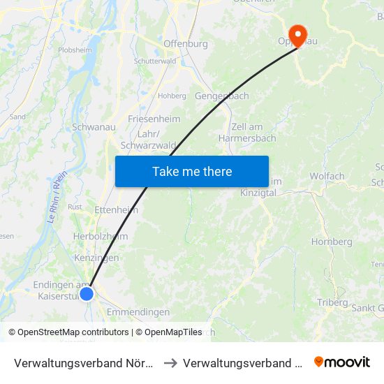 Verwaltungsverband Nördlicher Kaiserstuhl to Verwaltungsverband Oberes Renchtal map