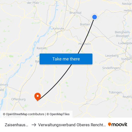 Zaisenhausen to Verwaltungsverband Oberes Renchtal map