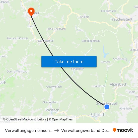 Verwaltungsgemeinschaft Schiltach to Verwaltungsverband Oberes Renchtal map