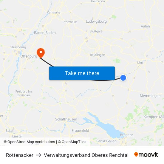 Rottenacker to Verwaltungsverband Oberes Renchtal map