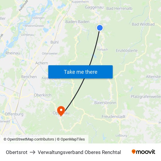 Obertsrot to Verwaltungsverband Oberes Renchtal map