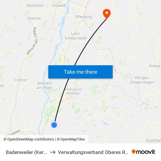 Badenweiler (Kernort) to Verwaltungsverband Oberes Renchtal map