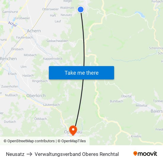 Neusatz to Verwaltungsverband Oberes Renchtal map