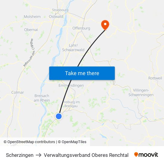 Scherzingen to Verwaltungsverband Oberes Renchtal map