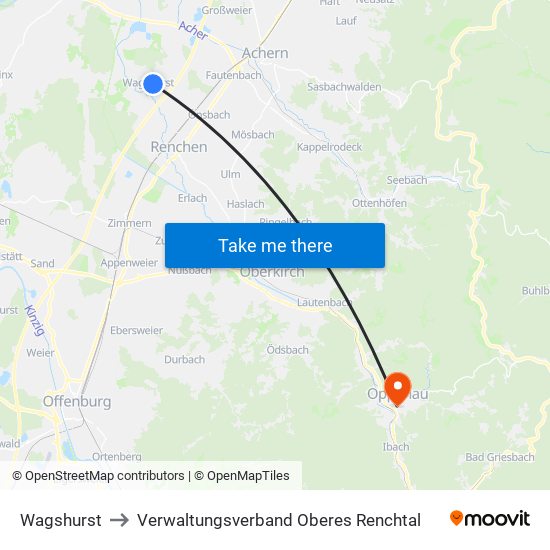 Wagshurst to Verwaltungsverband Oberes Renchtal map