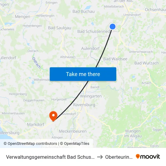 Verwaltungsgemeinschaft Bad Schussenried to Oberteuringen map