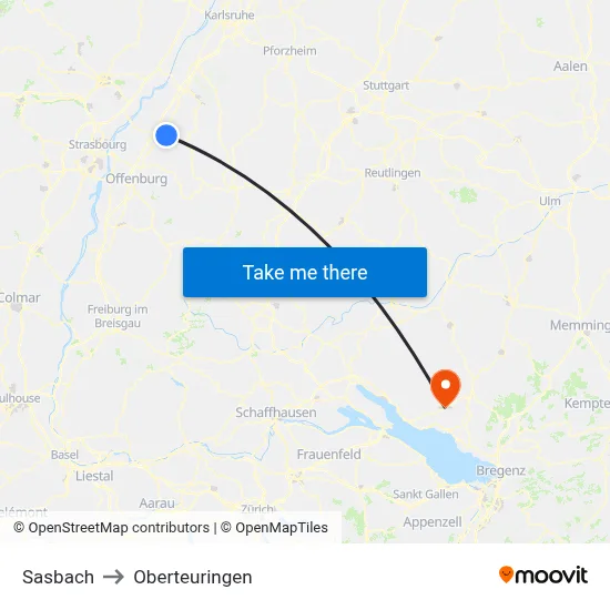 Sasbach to Oberteuringen map