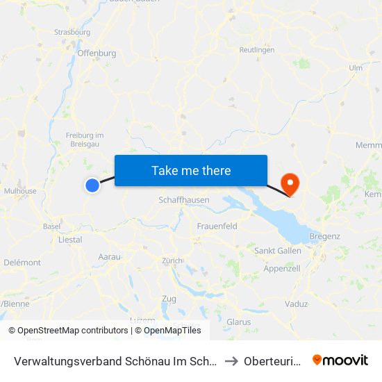 Verwaltungsverband Schönau Im Schwarzwald to Oberteuringen map
