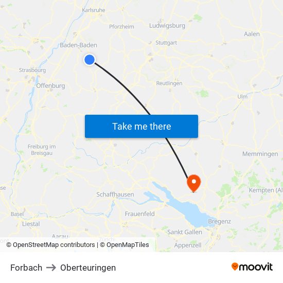 Forbach to Oberteuringen map