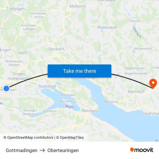Gottmadingen to Oberteuringen map