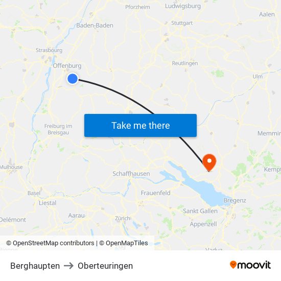 Berghaupten to Oberteuringen map