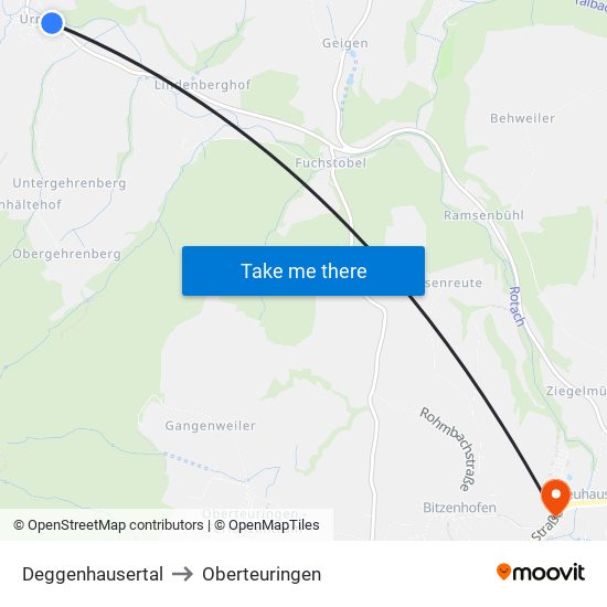 Deggenhausertal to Oberteuringen map