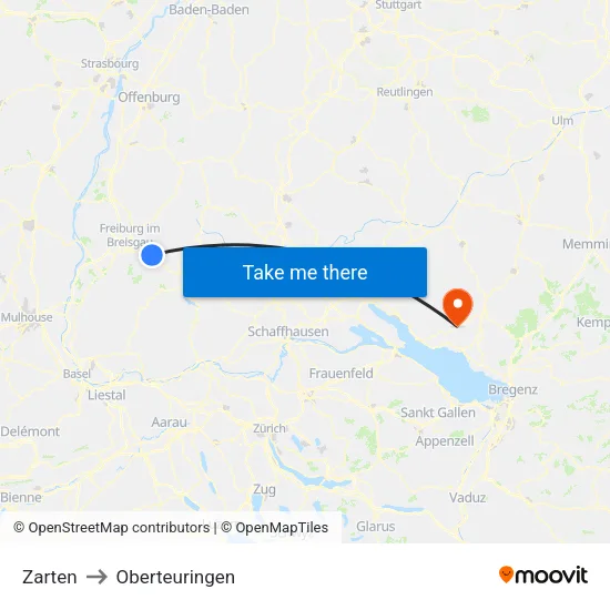 Zarten to Oberteuringen map