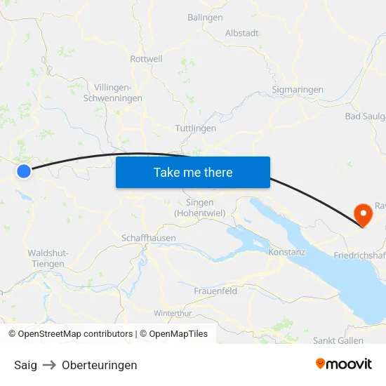 Saig to Oberteuringen map
