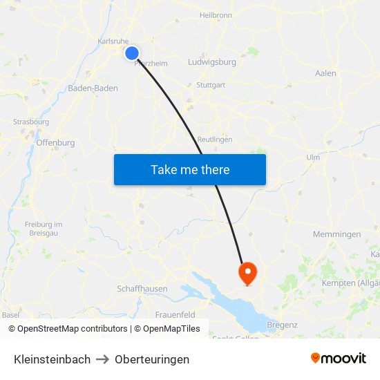 Kleinsteinbach to Oberteuringen map