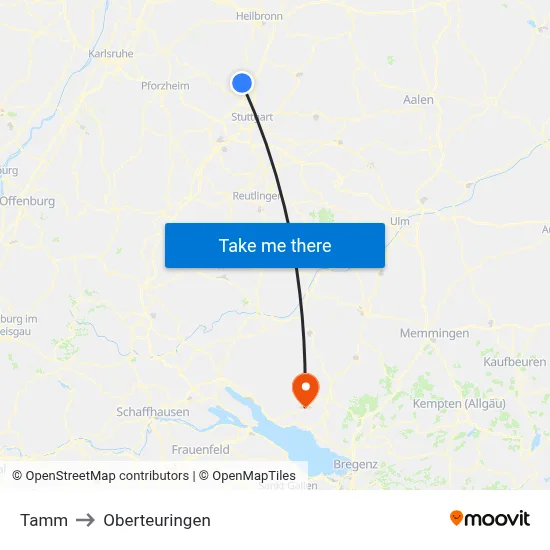 Tamm to Oberteuringen map