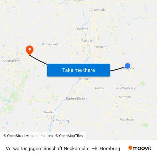 Verwaltungsgemeinschaft Neckarsulm to Homburg map