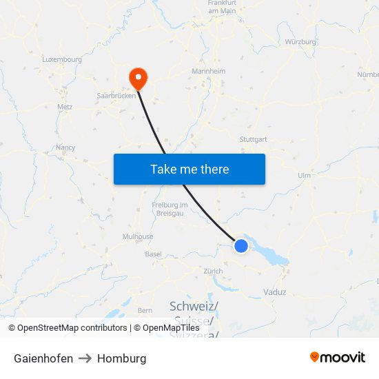 Gaienhofen to Homburg map