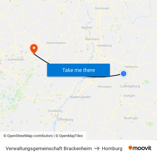 Verwaltungsgemeinschaft Brackenheim to Homburg map