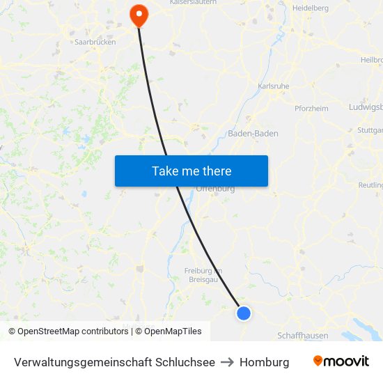 Verwaltungsgemeinschaft Schluchsee to Homburg map