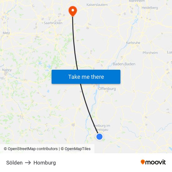 Sölden to Homburg map