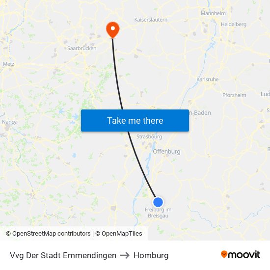 Vvg Der Stadt Emmendingen to Homburg map