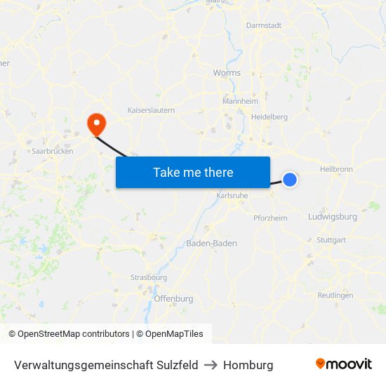 Verwaltungsgemeinschaft Sulzfeld to Homburg map