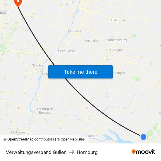 Verwaltungsverband Gullen to Homburg map
