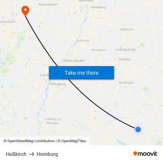 Hoßkirch to Homburg map