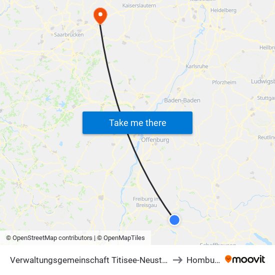 Verwaltungsgemeinschaft Titisee-Neustadt to Homburg map