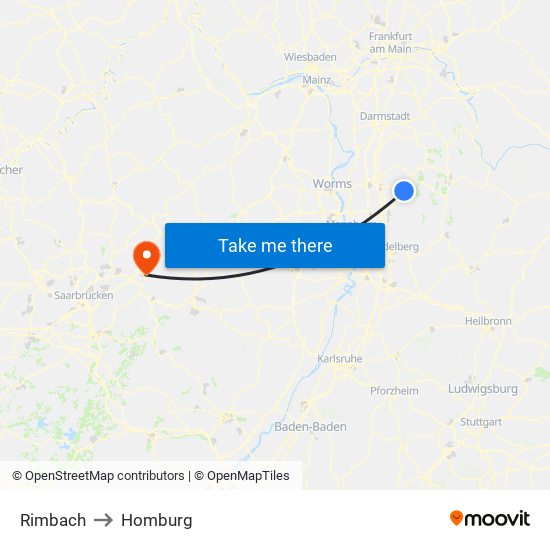 Rimbach to Homburg map