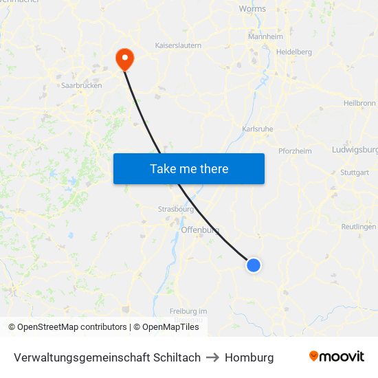 Verwaltungsgemeinschaft Schiltach to Homburg map