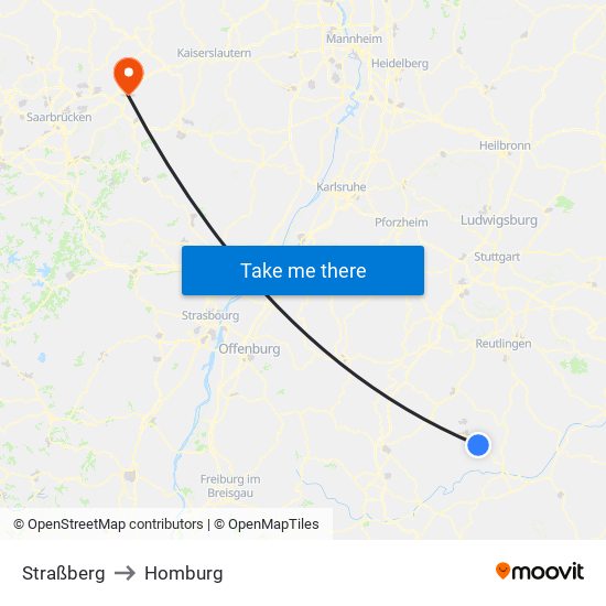 Straßberg to Homburg map