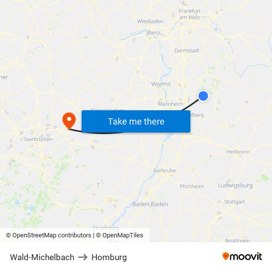 Wald-Michelbach to Homburg map